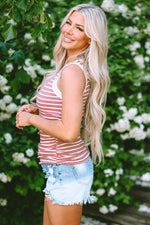 Load image into Gallery viewer, Black Stripe Contrast Round Neck Sleeveless Slim Top - Fashion Queen -  6
