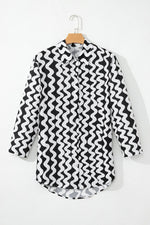 Load image into Gallery viewer, Black Stripe Print Loose Fit Open Front Beach Cover Up - Fashion Queen -  12
