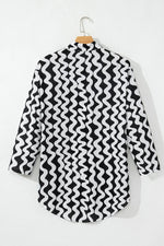 Load image into Gallery viewer, Black Stripe Print Loose Fit Open Front Beach Cover Up - Fashion Queen -  13

