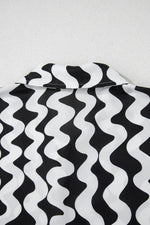 Load image into Gallery viewer, Black Stripe Print Loose Fit Open Front Beach Cover Up - Fashion Queen -  18
