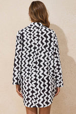 Load image into Gallery viewer, Black Stripe Print Loose Fit Open Front Beach Cover Up - Fashion Queen -  5
