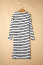 Load image into Gallery viewer, Black Stripe Print Open Front Duster Cardigan - Fashion Queen -  13
