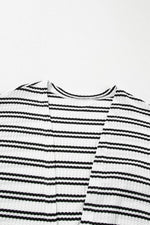 Load image into Gallery viewer, Black Stripe Print Open Front Duster Cardigan - Fashion Queen -  14
