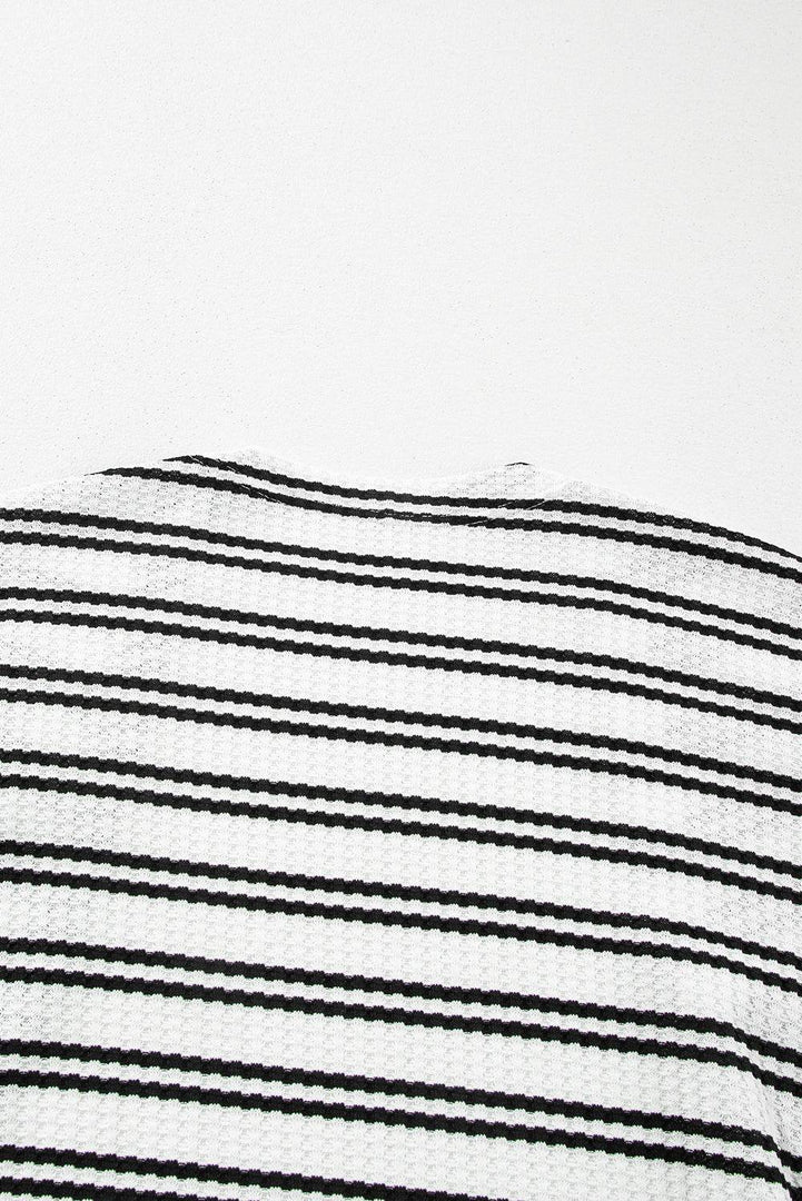 Black Stripe Print Open Front Duster Cardigan - Fashion Queen -  16