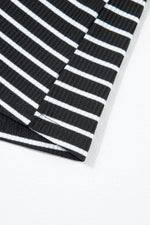 Load image into Gallery viewer, Black Stripe Ribbed Knit Sleeveless Mini Dress - Fashion Queen -  12
