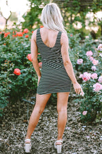 Load image into Gallery viewer, Black Stripe Ribbed Knit Sleeveless Mini Dress - Fashion Queen -  2
