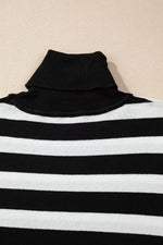 Load image into Gallery viewer, Black Stripe Slim Fit High Neck Knit Sweater - Fashion Queen -  12
