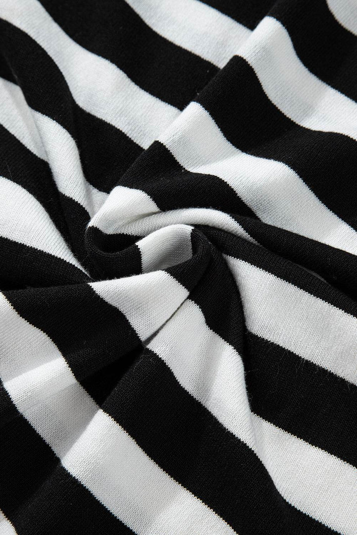 Black Stripe Slim Fit High Neck Knit Sweater - Fashion Queen -  9