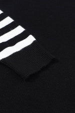 Load image into Gallery viewer, Black Striped Sleeve Plain Knit Sweater - Fashion Queen -  9
