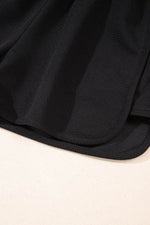Load image into Gallery viewer, Black Textured Half Zip Kangaroo Pocket Top Drawstring Shorts Set - Fashion Queen -  18
