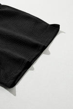 Load image into Gallery viewer, Black Textured Ruffle Split Top and Drawstring Shorts - Fashion Queen -  13
