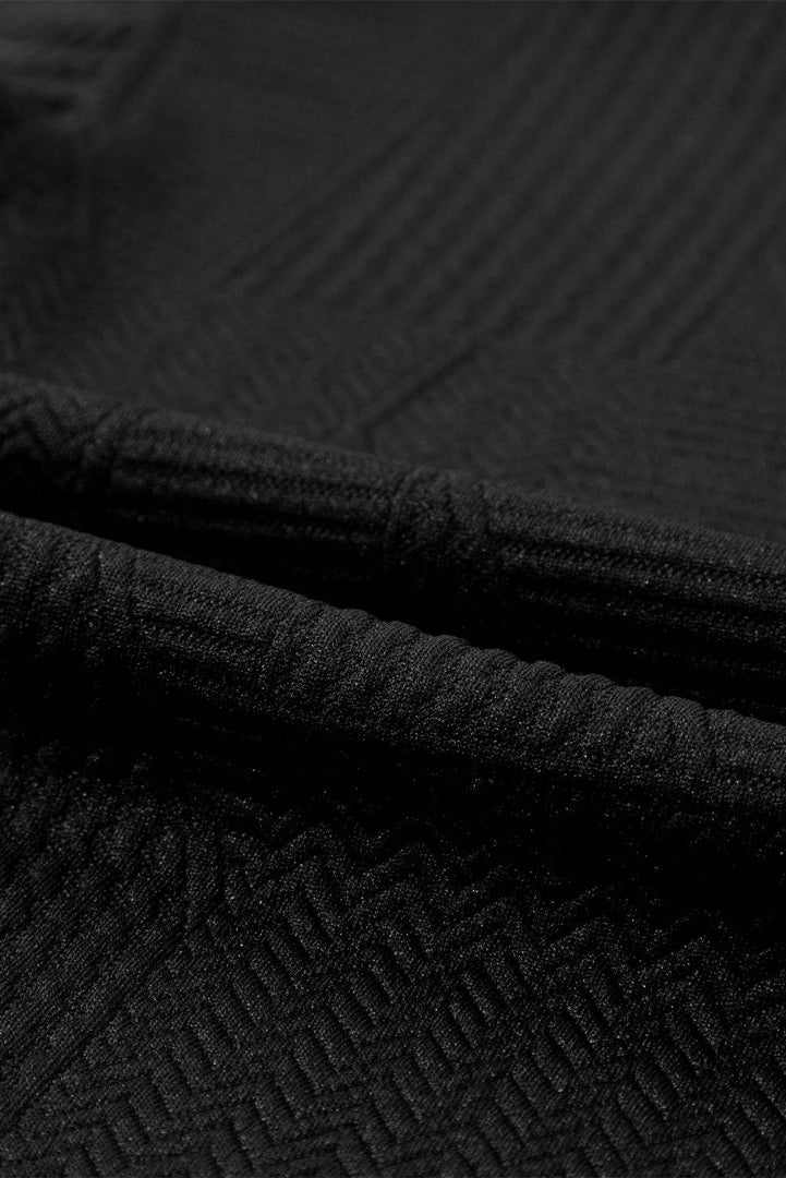 Black Textured Ruffle Split Top and Drawstring Shorts - Fashion Queen -  14
