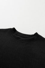 Load image into Gallery viewer, Black Textured Ruffle Split Top and Drawstring Shorts - Fashion Queen -  16

