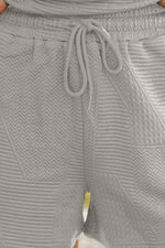 Load image into Gallery viewer, Black Textured Ruffle Split Top and Drawstring Shorts - Fashion Queen -  23
