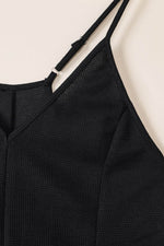 Load image into Gallery viewer, Black Textured Sleeveless V-Neck Pocketed Casual Jumpsuit - Fashion Queen -  16
