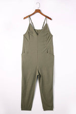 Load image into Gallery viewer, Black Textured Sleeveless V-Neck Pocketed Casual Jumpsuit - Fashion Queen -  29
