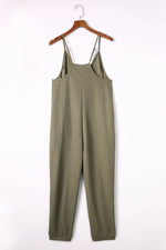 Load image into Gallery viewer, Black Textured Sleeveless V-Neck Pocketed Casual Jumpsuit - Fashion Queen -  30
