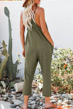 Load image into Gallery viewer, Black Textured Sleeveless V-Neck Pocketed Casual Jumpsuit - Fashion Queen -  6
