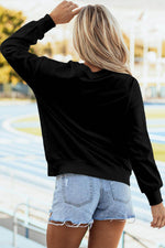 Load image into Gallery viewer, Black Tinsel Game Day Drop Shoulder Graphic Sweatshirt - Fashion Queen -  2

