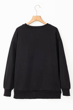 Load image into Gallery viewer, Black Tinsel Game Day Drop Shoulder Graphic Sweatshirt - Fashion Queen -  21
