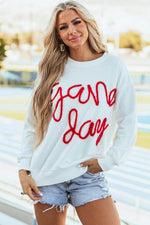 Load image into Gallery viewer, Black Tinsel Game Day Drop Shoulder Graphic Sweatshirt - Fashion Queen -  27
