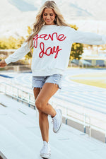 Load image into Gallery viewer, Black Tinsel Game Day Drop Shoulder Graphic Sweatshirt - Fashion Queen -  28
