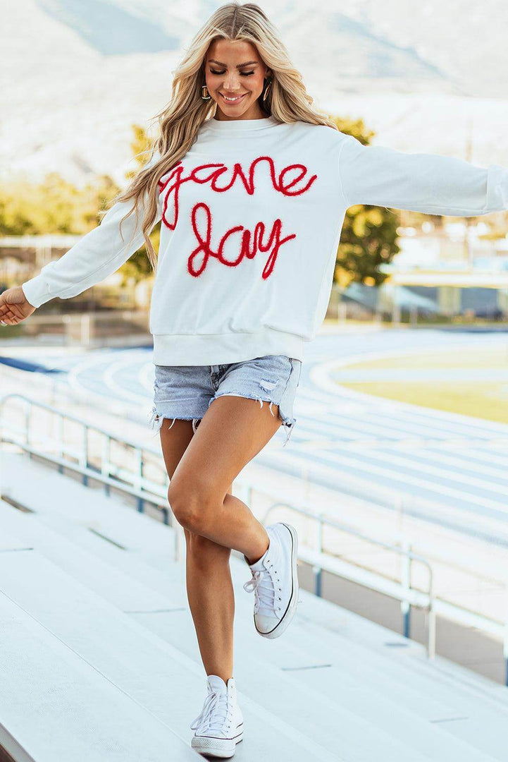 Black Tinsel Game Day Drop Shoulder Graphic Sweatshirt - Fashion Queen -  28
