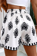 Load image into Gallery viewer, Black Tribal Geometric Print Belted High Waist Casual Shorts - Fashion Queen -  2
