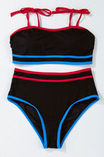 Load image into Gallery viewer, Black Triple Color Trimmed High Waist Bikini Set - Fashion Queen -  12
