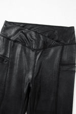 Load image into Gallery viewer, Black V Crossover High Waist Pocketed Leggings - Fashion Queen -  10
