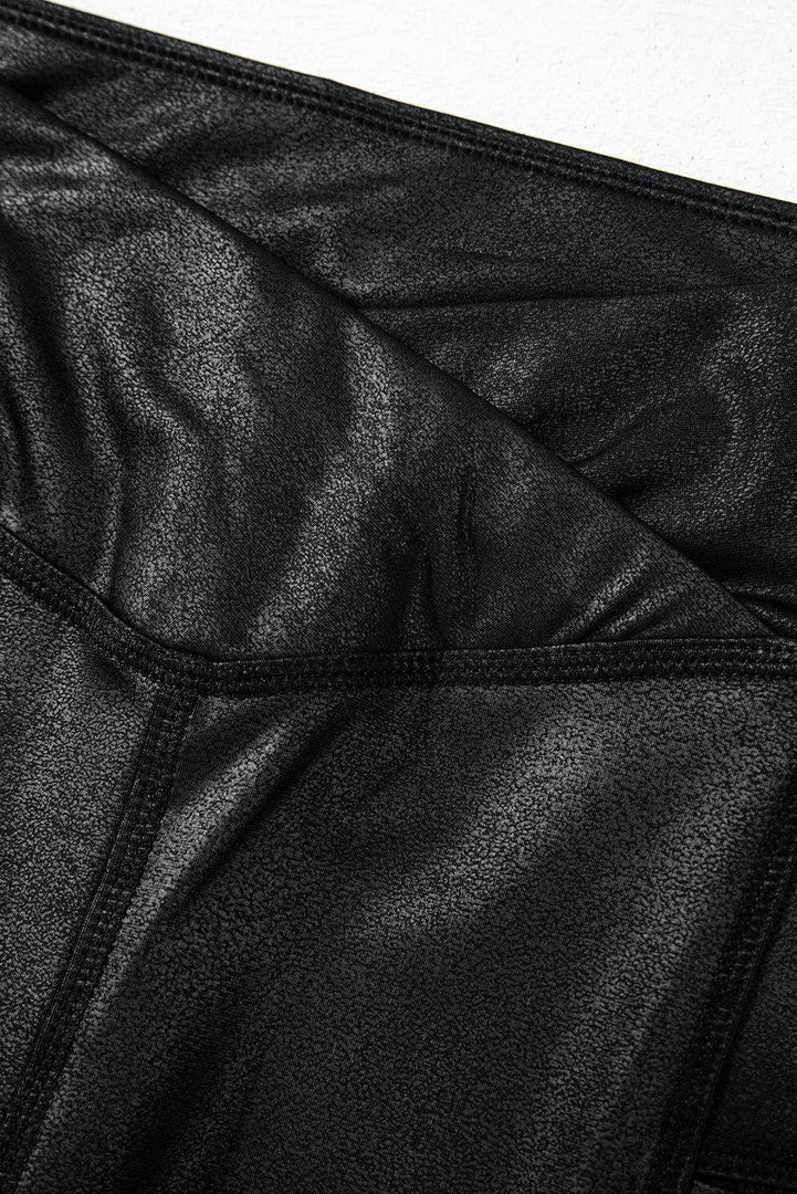 Black V Crossover High Waist Pocketed Leggings - Fashion Queen -  11