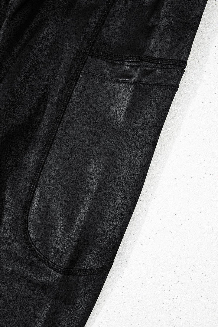 Black V Crossover High Waist Pocketed Leggings - Fashion Queen -  12