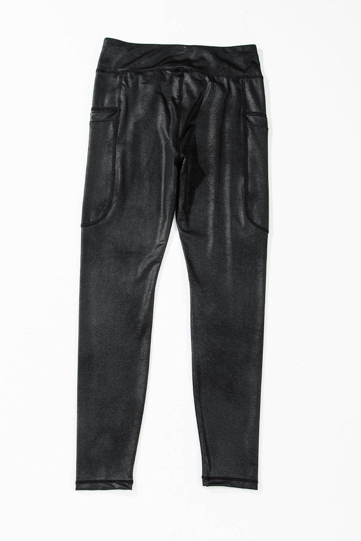 Black V Crossover High Waist Pocketed Leggings - Fashion Queen -  8