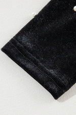 Load image into Gallery viewer, Black Velvet Beaded Long Sleeve V Neck Bodysuit - Fashion Queen -  19
