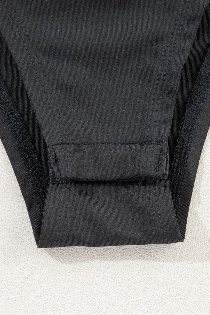 Black Velvet Beaded Long Sleeve V Neck Bodysuit - Fashion Queen -  21