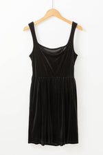 Load image into Gallery viewer, Black Velvet Square Neck Sleeveless High Waist Mini Dress with Pockets - Fashion Queen -  6
