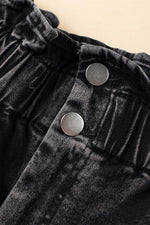 Load image into Gallery viewer, Black Vintage Washed Frilled High Waist Denim Shorts - Fashion Queen -  12
