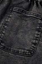Load image into Gallery viewer, Black Vintage Washed Frilled High Waist Denim Shorts - Fashion Queen -  19
