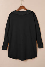 Load image into Gallery viewer, Black Waffle Knit Buttoned Long Sleeve Top - Fashion Queen -  11
