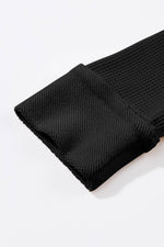Load image into Gallery viewer, Black Waffle Knit Buttoned Long Sleeve Top - Fashion Queen -  12
