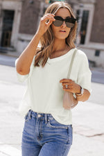 Load image into Gallery viewer, Black Waffle Knit Drop Shoulder Loose Top - Fashion Queen -  24
