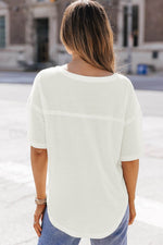 Load image into Gallery viewer, Black Waffle Knit Drop Shoulder Loose Top - Fashion Queen -  5
