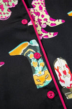 Load image into Gallery viewer, Black Western Cowgirl Boots Printed Satin Long Pajama Set - Fashion Queen -  10
