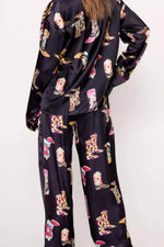 Load image into Gallery viewer, Black Western Cowgirl Boots Printed Satin Long Pajama Set - Fashion Queen -  2
