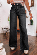 Load image into Gallery viewer, Black Wide Leg Pocketed High Waist Jeans - Fashion Queen -  1
