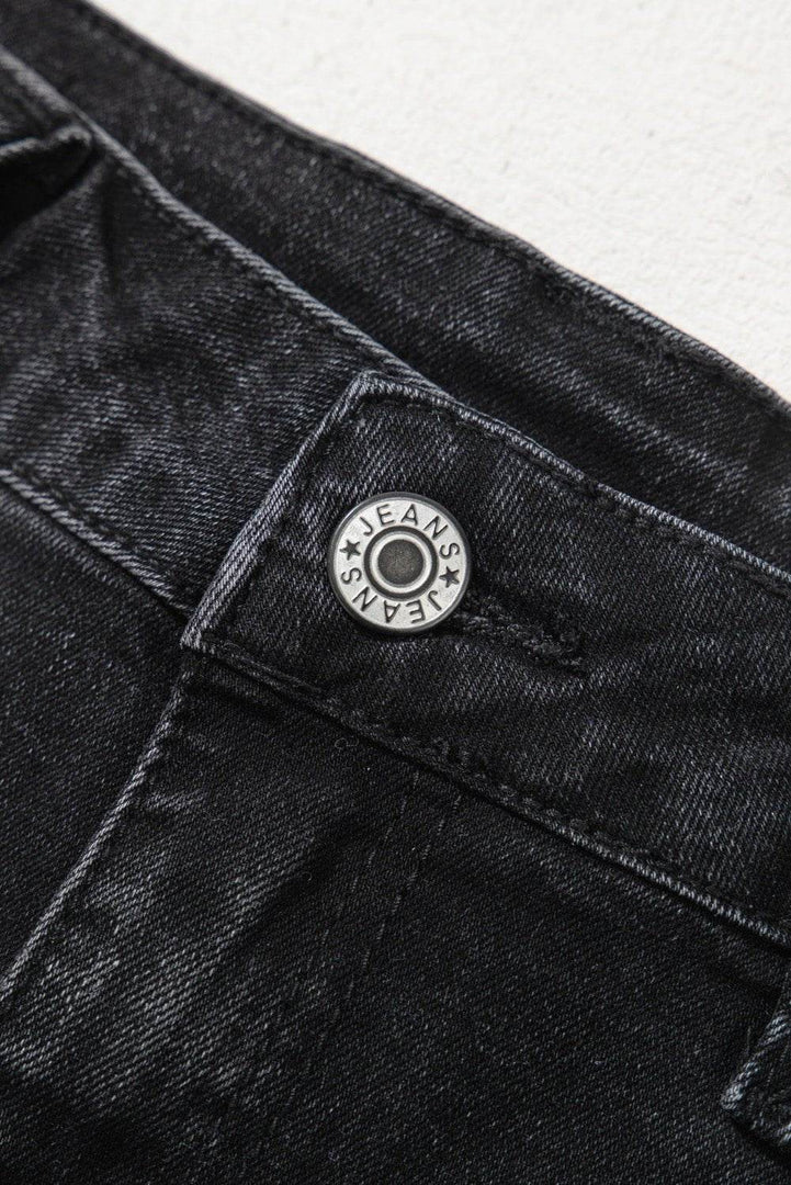 Black Wide Leg Pocketed High Waist Jeans - Fashion Queen -  8