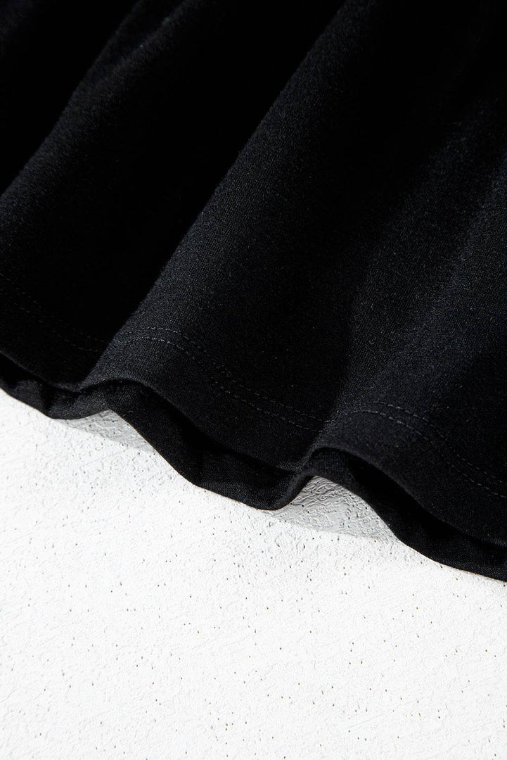 Black Wide Waistband Ruched Skort - Fashion Queen -  11