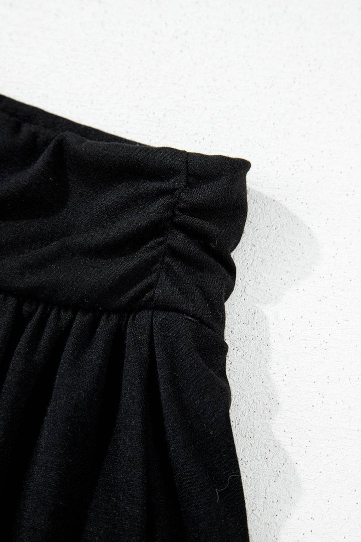 Black Wide Waistband Ruched Skort - Fashion Queen -  12