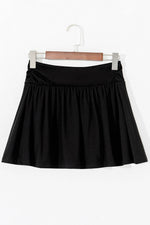 Load image into Gallery viewer, Black Wide Waistband Ruched Skort - Fashion Queen -  6
