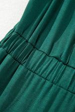 Load image into Gallery viewer, Blackish Green Deep V Pleated Crisscross Wide Leg Backless Jumpsuit - Fashion Queen -  10
